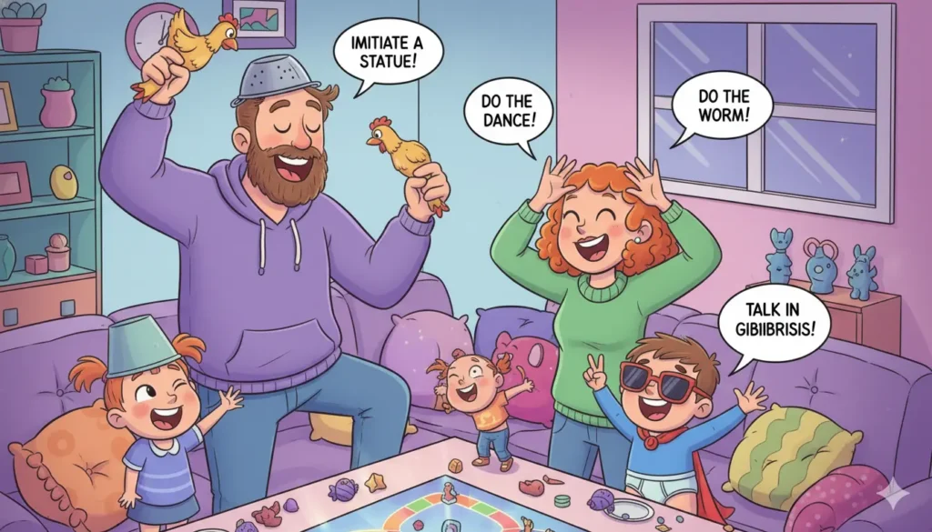 family playing a board game